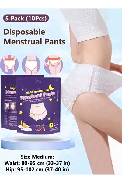 Generic Disposable Menstrual Pants, 5 Packs (10Pcs) Medium Breathable Menstrual Panties Skin-Friendly