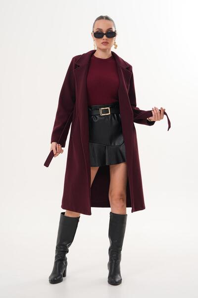 ŞİMAL Γυναικείο παλτό χωρίς επένδυση με ζώνη 255398 -