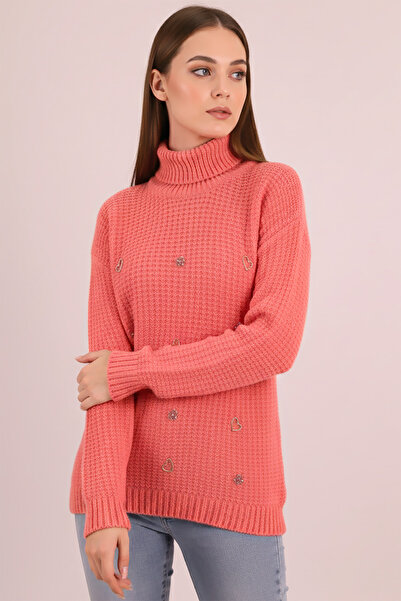 armonika Women's Coral Turtleneck Sweater with Accessories Arm-26K136075