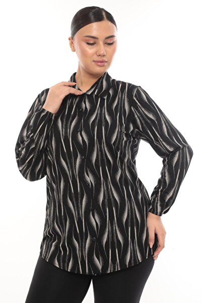 MyRia Women's crystal pattern black shirt
