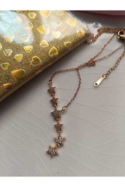 Kudi Kayan yıldız modeli Gold renk çelik Kolye