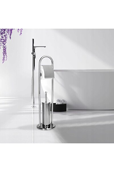 SEPIO Toilet paper holder with toilet brush 2 in 1, silver