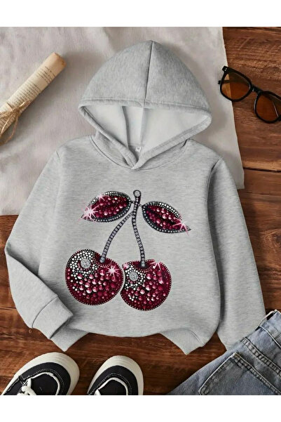 Keywest Детска суитшърт с качулка и принт на диамантени череши