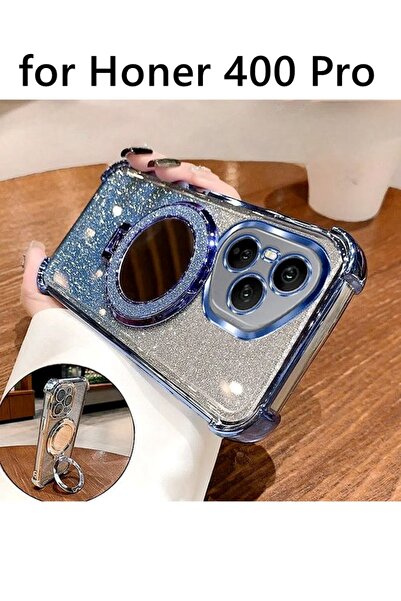 Generic Glitter Case for Honor 400 Pro，Sparkly Stand，Makeup Mirror，Magnetic Gradient Honor 400 Pro 5G Cover
