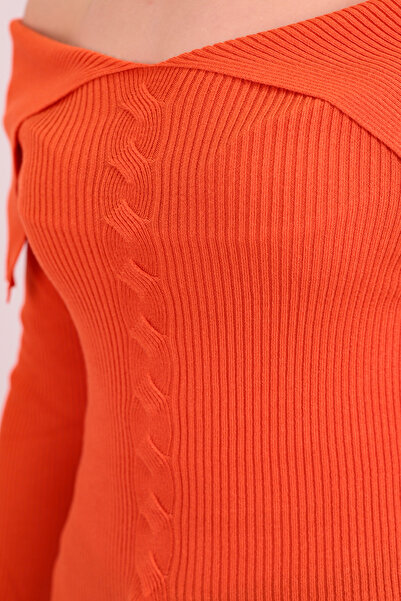armonika Women's Orange Madonna Collar Knitwear Sweater Arm-26K136068