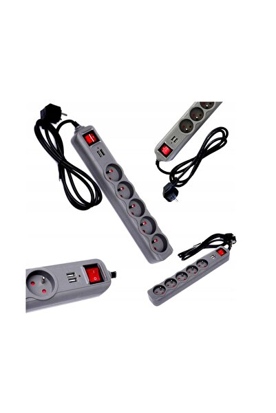 Kraft Power extension cord with 5 normal sockets and 2 USB, cable length 1.5 meters,