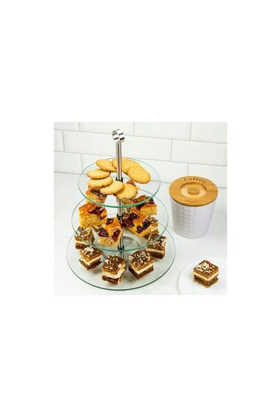 Kinghoff Cake stand, cookies, 3 tiers, glass, 30x25x20cm,