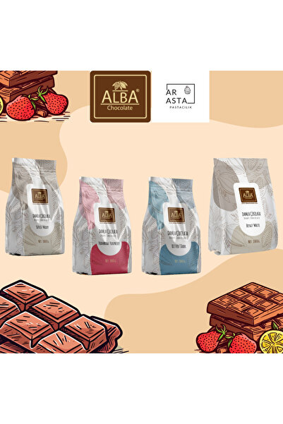 Alba Damla Çikolata Kokolin 4 Lü Set Sütlü-bitter-fildişi-frambuaz 4 X 1 Kg