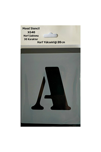 Mood Stencil Stencil Harf Boyama Şablonu X040 Harf Yüksekliği 20 cm