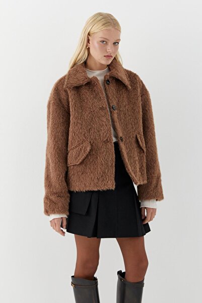 MARKALİSTE Buttoned Plush Coat Brown
