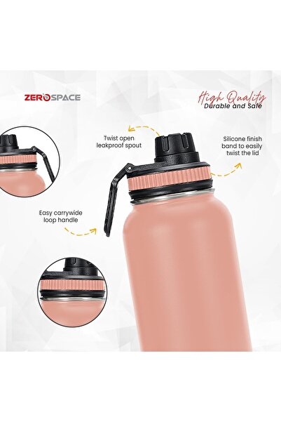 Generic ZeroSpace Stainless Steel Water Bottle 1L (32oz) Double Wall Vacuum Insulated - Pink