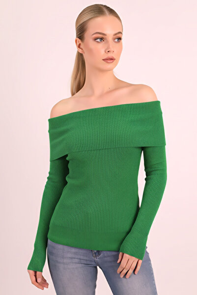 armonika Women's Green Madonna Collar Knitwear Sweater Arm-26K136062