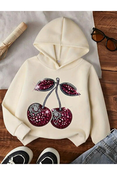 npLStore Hanorac pentru copii Diamond Cherry cu imprimeu cu glugă Swea tricou