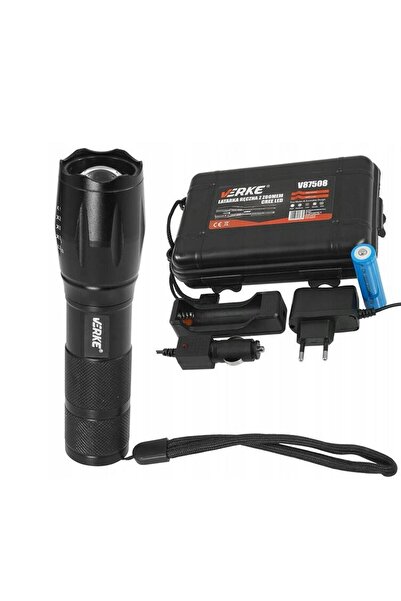 VERKE Flashlight, LED magnifying glass, rechargeable,