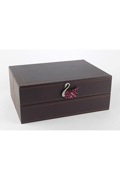 Generic Brand Mikasa moor dark purple swan leather box with handle 30x22x12cm