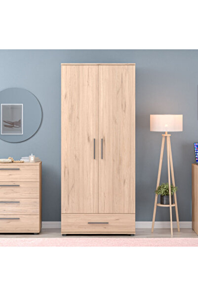 Adore Mobilya Trendline 2 Kapılı Tek Çekmeceli Gardırop Florida Meşe 80x187x5...