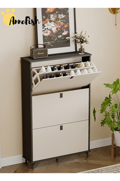 AnneFish خزانة أحذية مستقلة بثلاث طبقات مع أدراج لتنظيم رفوف تخزين الأحذية في...