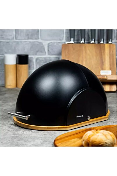Klausberg Bread box, made of acrylic-bamboo, black, semi-round,