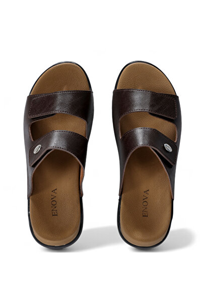 Enova Orthopedic Men's Leather Slippers Suitable for Daily Use