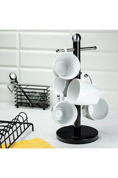 Kinghoff Suport pentru cesti, otel, 36 x 15 cm, negru,