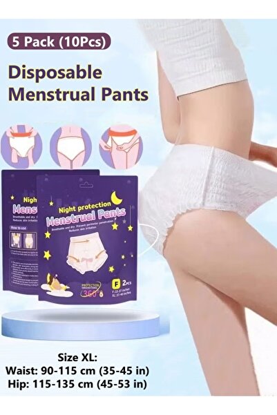 Generic Disposable Menstrual Pants, 5 Packs (10Pcs) XL Breathable Menstrual Panties Skin-Friendly