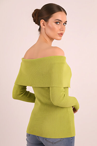armonika Women's Light Green Madonna Collar Knitwear Sweater Arm-26K136068