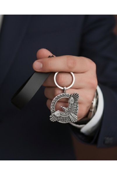 E&F Takı Leather Keychain Premium Eagle Design Real Leather Keychain Gift Keychain