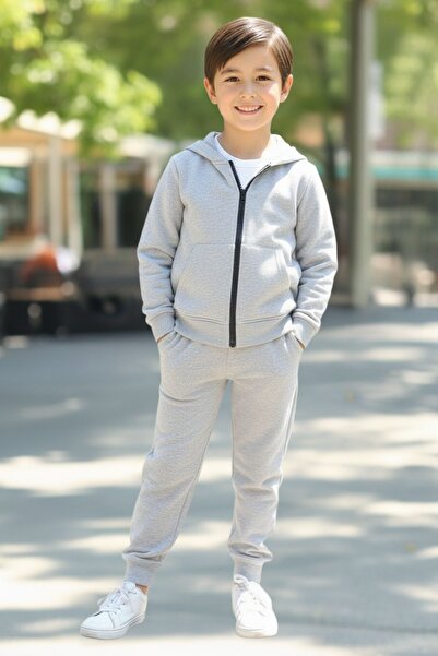 armicem Unisex Children Printed Hooded Zippered Tracksuit Set