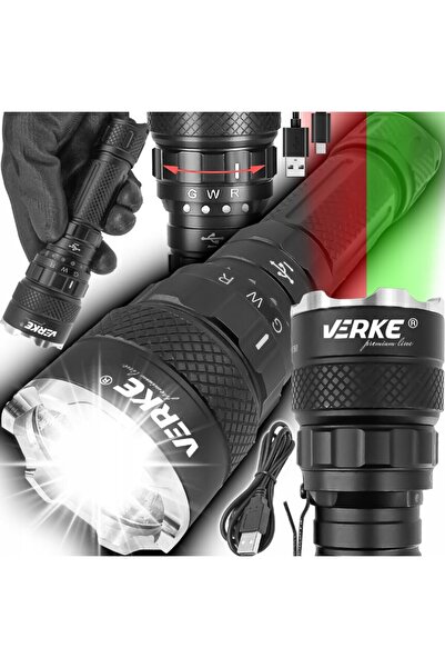 VERKE Aluminum flashlight, for lighting, 1500 Lm 2000 Mah,