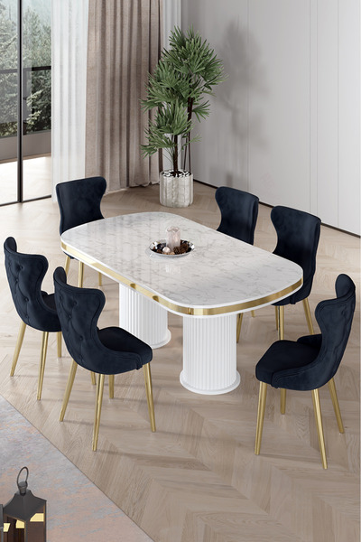 Canisa Galya Serisi Lak Panel 90x168 Sabit Beyaz Mermer Desen Mutfak Masa Tak...