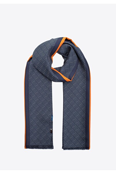 Wittchen Eșarfă de mătase bărbătească bleumarin și portocaliu Albastru bleuma...