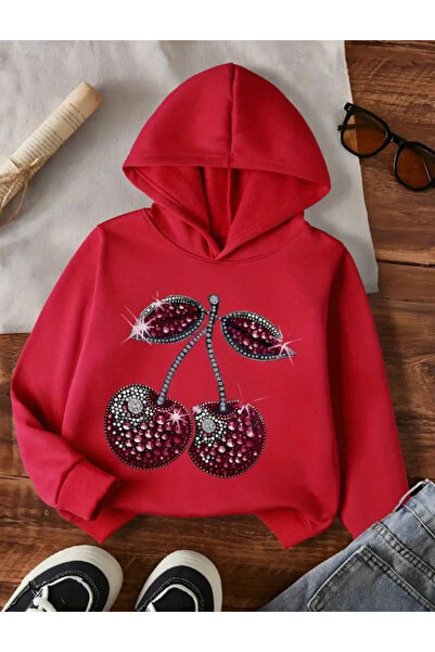 Keywest Children's Diamond Cherry Printed Hooded Sweatshirt