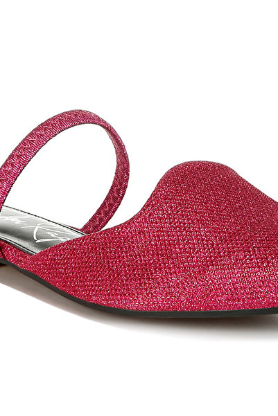 london Rag Women Glitter Faux Leather Flat Mules in Fuchsia