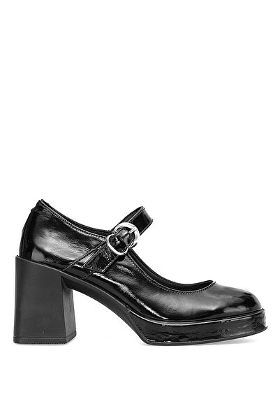 Mammamia D25Ka-470 Women's Genuine Patent Leather Classic Heeled Shoes Black