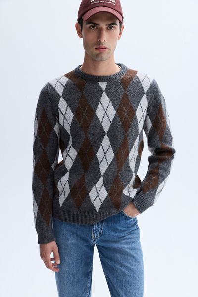 Mudo Basketball Collar Sweater with Basketball Pattern