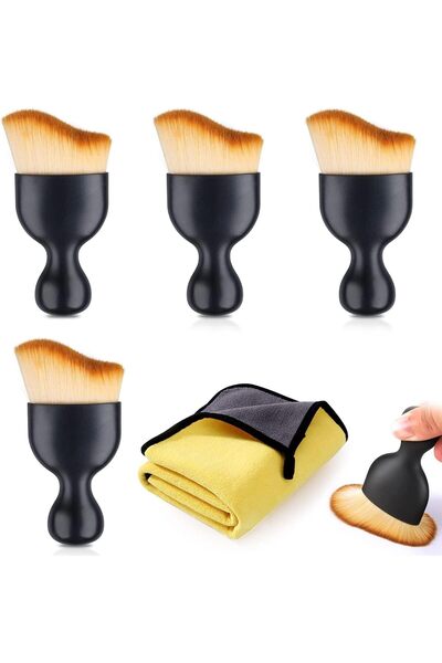 Generic فرشاة تنظيف داخلية للسيارة من فوليتي - 4 قطع من فرش تنظيف السيارة (أسود)