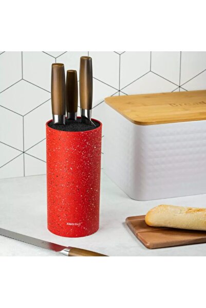 Kinghoff Round knife holder, 11x22cm, marbled red,