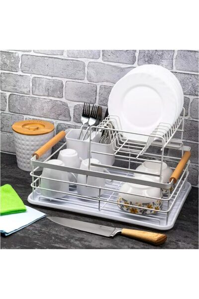 Kinghoff 2-tier pot rack, steel-plastic 43x32x27 cm, white,