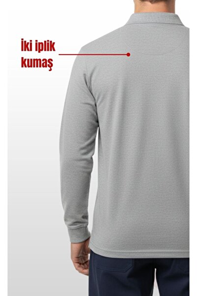 Selçuklu Plus Gray Polo Neck Sweatshirt – 2 Thread Fabric, Long Sleeve Comfortable Workwear and Suitable for Daily Use Erk