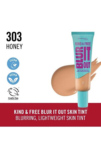 Rimmel LONDON Kind And Free Blur It Out Mattifying Skin Tint 350 Golden Honey 30Ml