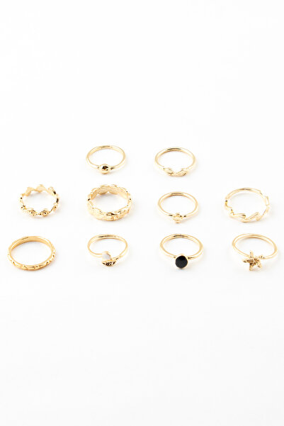Sortie Aksesuar مجموعة خواتم مينا مكونة من 10 قطع بتصميم اللانهاية والنجمة