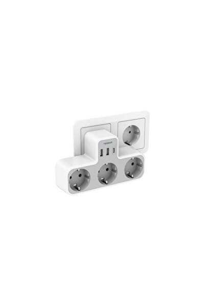 TESSAN Priza Multipla TS-323-C, 3 Prize, 1 port USB-C, 2 Porturi USB, 240 V, ...