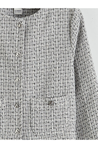 LC Waikiki Vizyon New Season Plaid Tweed Jacket for Girls