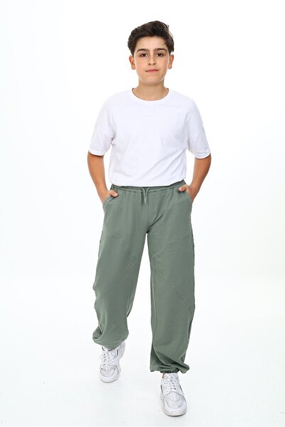 Toontoy Boy's Asymmetrical Sweatpants with Elastic Waistband and Pockets - 2 ...