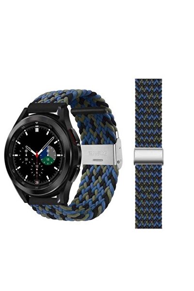 Perfii سوار مضفر قابل للتعديل لساعة سامسونج جالاكسي واتش 4 - مموه/أزرق