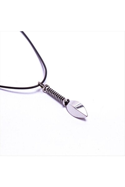 ZERO LAND Xmpdby Dagger Figured Vinlex Leather (120300) Necklace-Silver Color