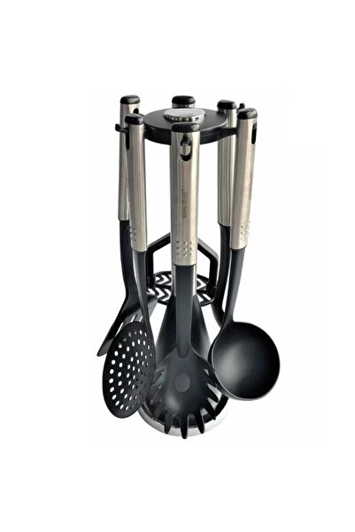 Kinghoff Set of 6 kitchen utensils, with stand, stainless steel-nylon,