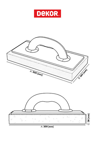 Dekor 180 Süngerli Mala 160mm x 300mm | İnce Sıva Yüzey Perdahı, Fayans Derz Dolgu ve Temizleme Malası