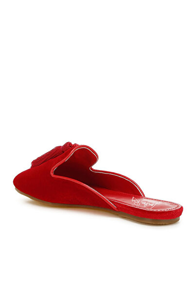 london Rag Women Tassel Detail Velvet Mules in Red