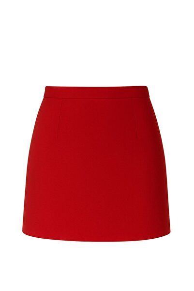 Shop Krutzo Kadın Kırmızı Düz Basic Mini Etek